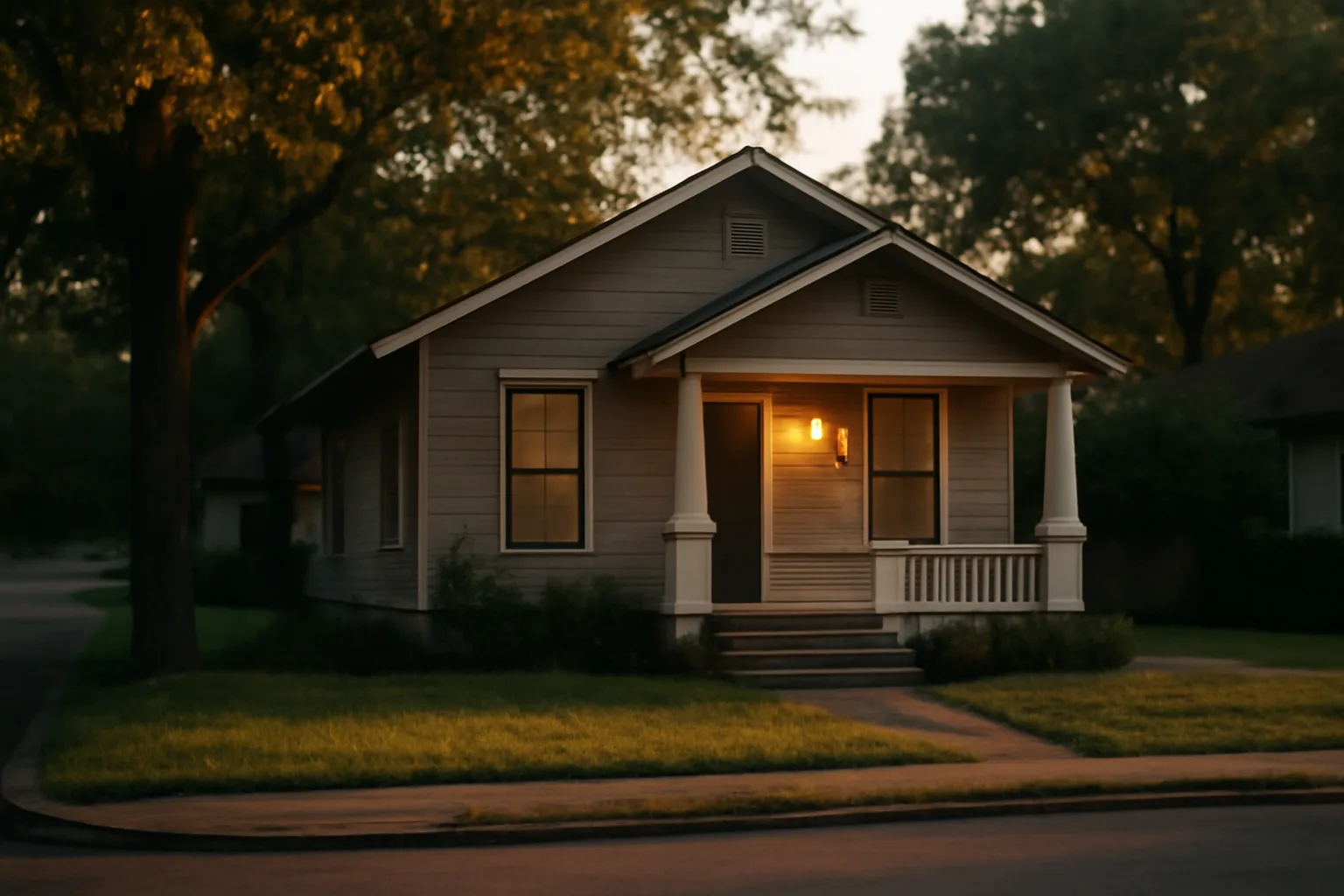 Austin bungalow rental property at golden hour representing short-term rental license lookup