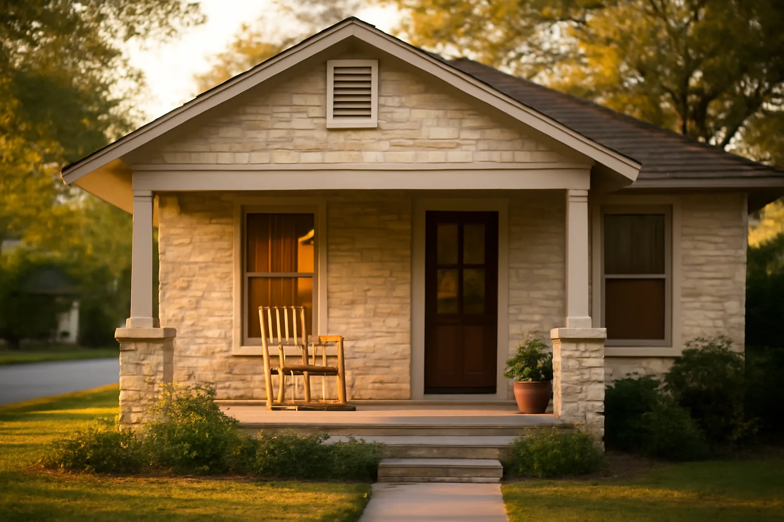 Austin bungalow front porch representing a short-term rental license property