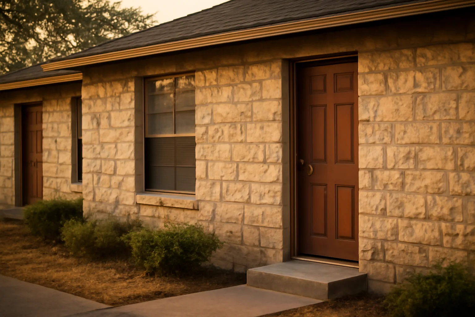 Austin rental duplex exterior showing front door relevant to landlord entry notice rules