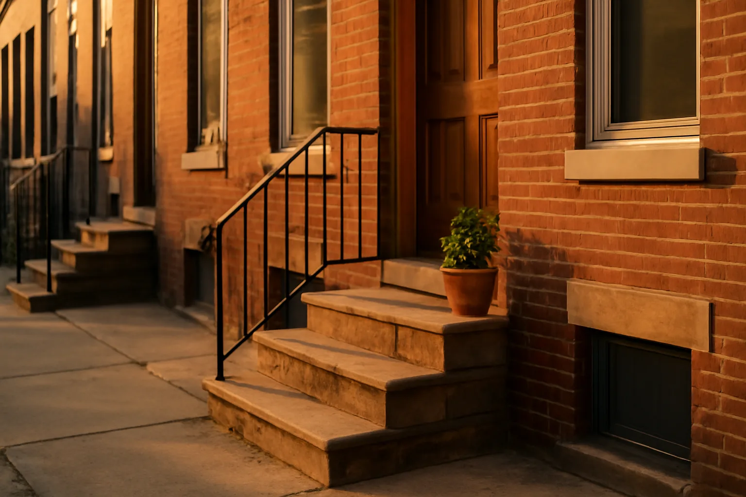 Baltimore rowhouse stoop representing a rental property needing city registration