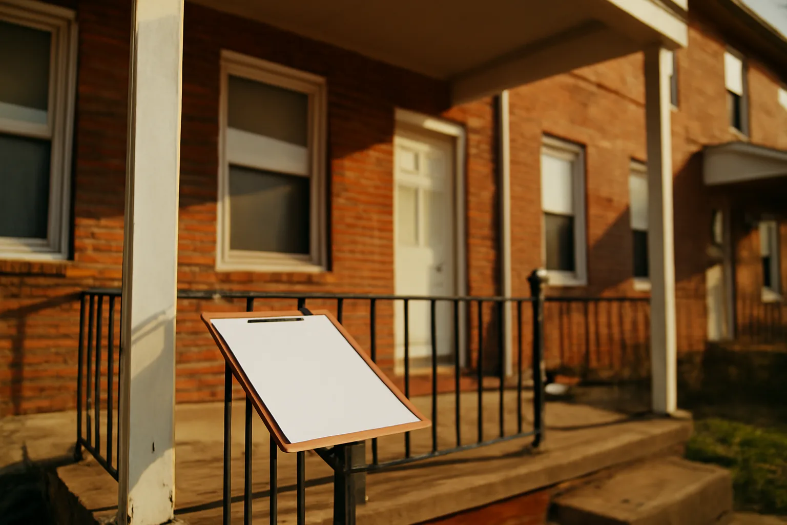 Brick rowhome exterior in Baltimore County during a rental inspection visit