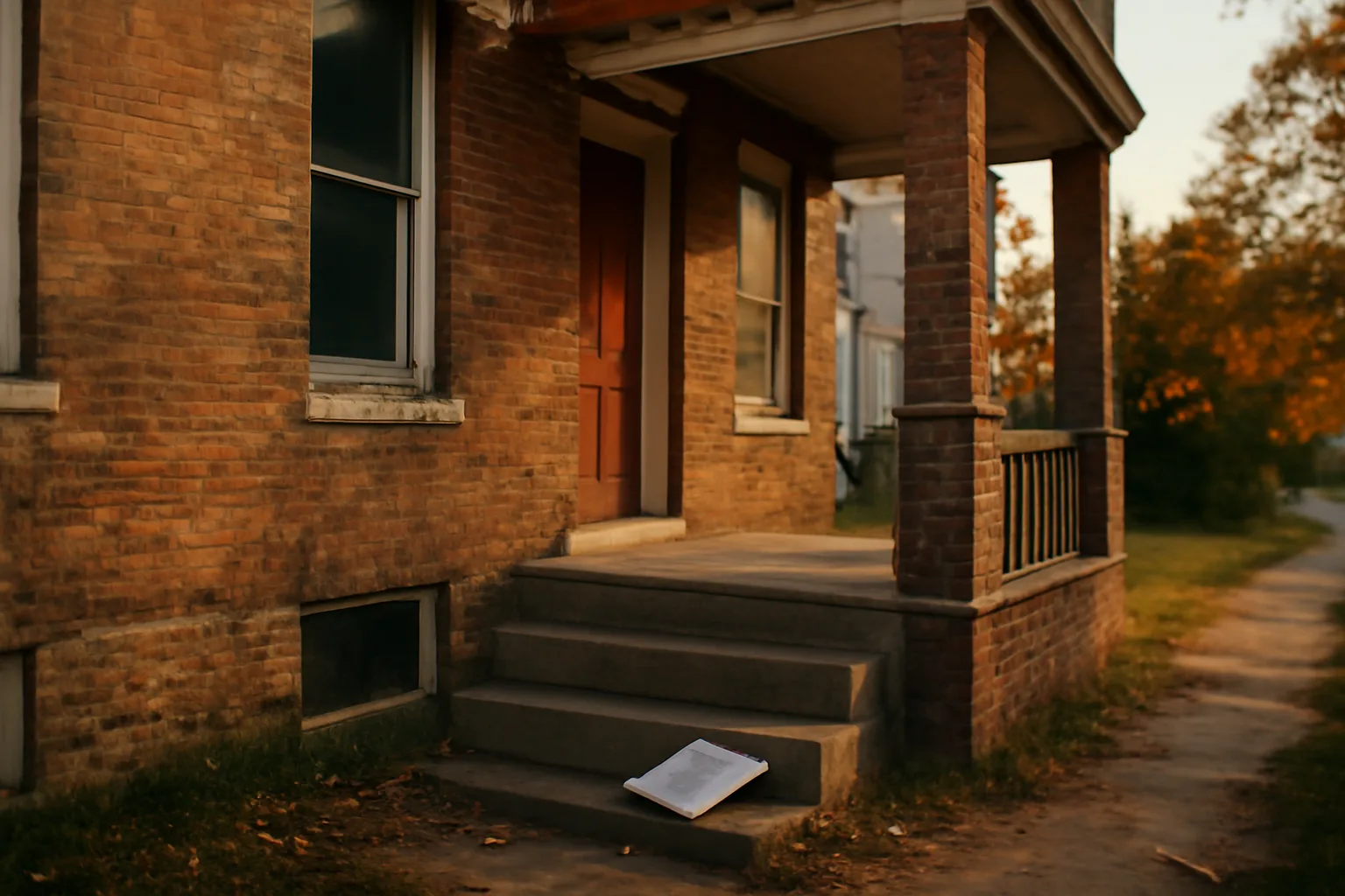 Brick rowhouse porch in Baltimore County, setting for rental license inspection