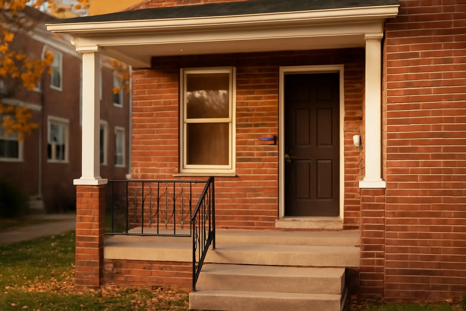 Brick rowhouse duplex representing Baltimore County rental license requirements for landlords