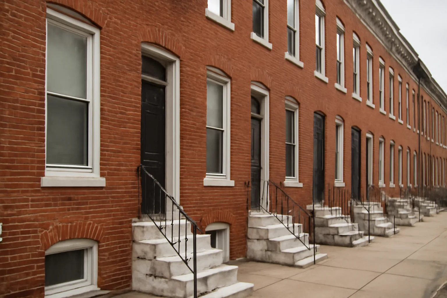 Baltimore rowhouse block where a landlord would check rental license status