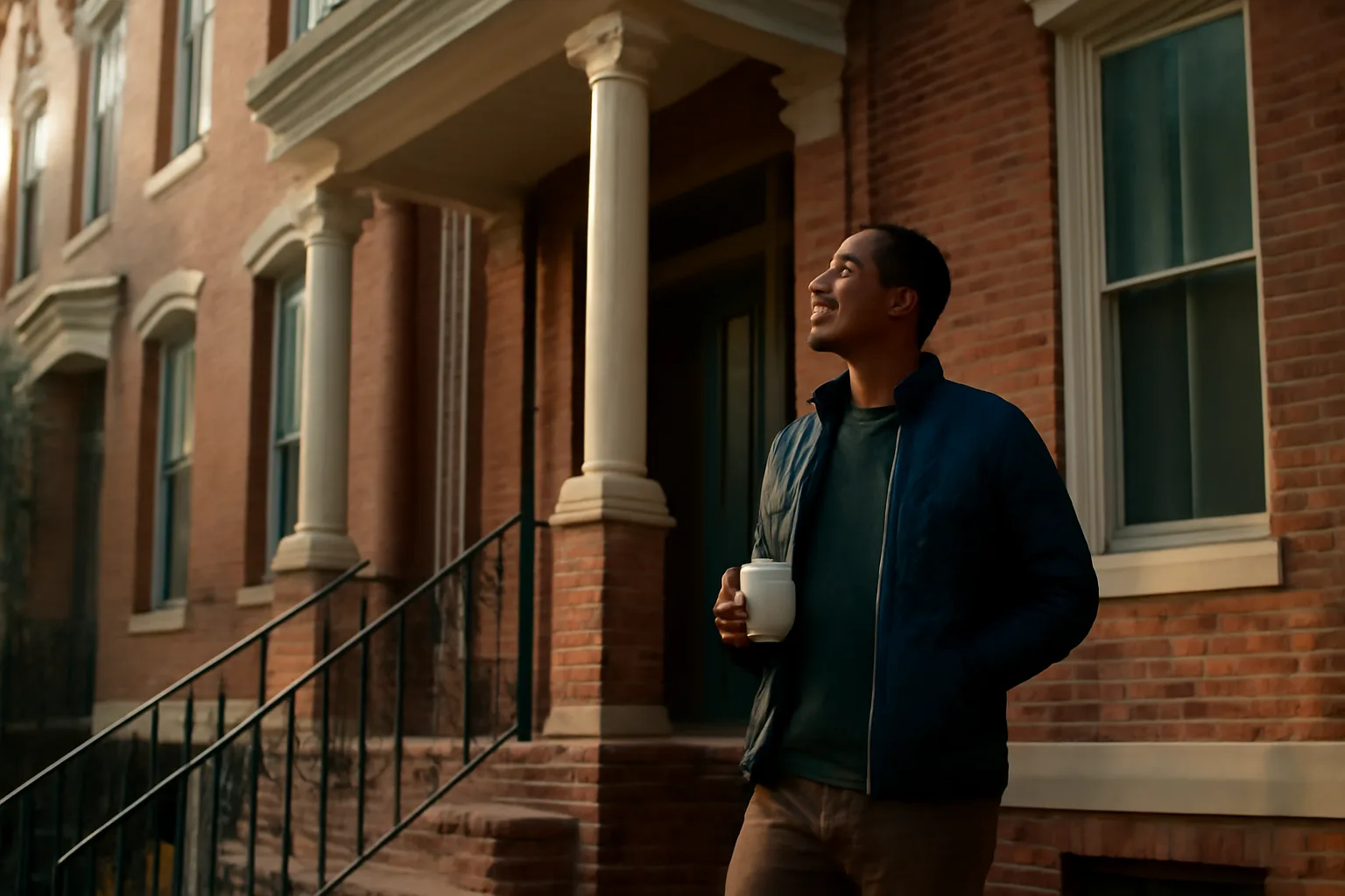 Landlord standing outside a DC rowhouse considering business license requirements