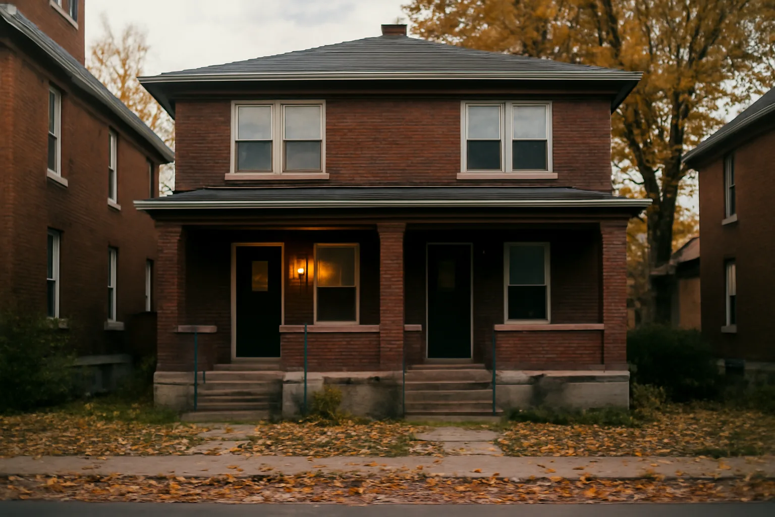 Brick duplex rental property on a Cincinnati street illustrating city rental registration rules