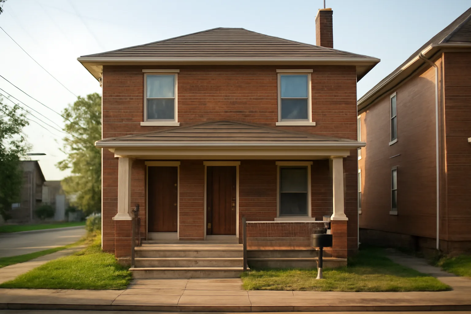 Brick duplex rental property representing city of Cleveland rental registration renewal