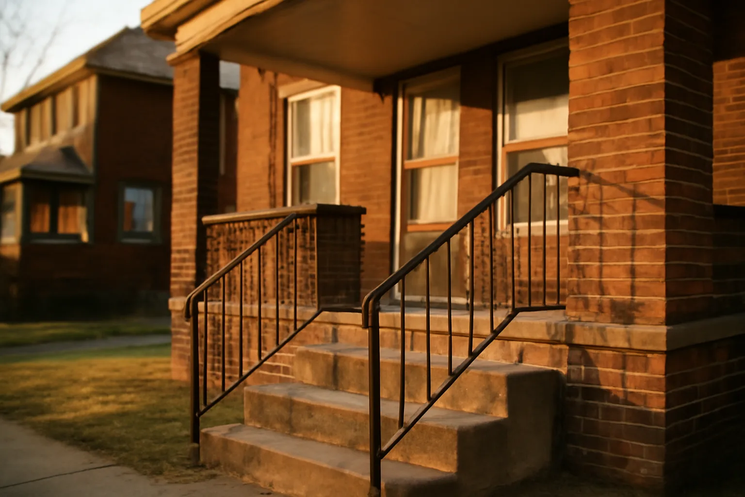Brick Cleveland duplex exterior showing porch and steps relevant to rental registration