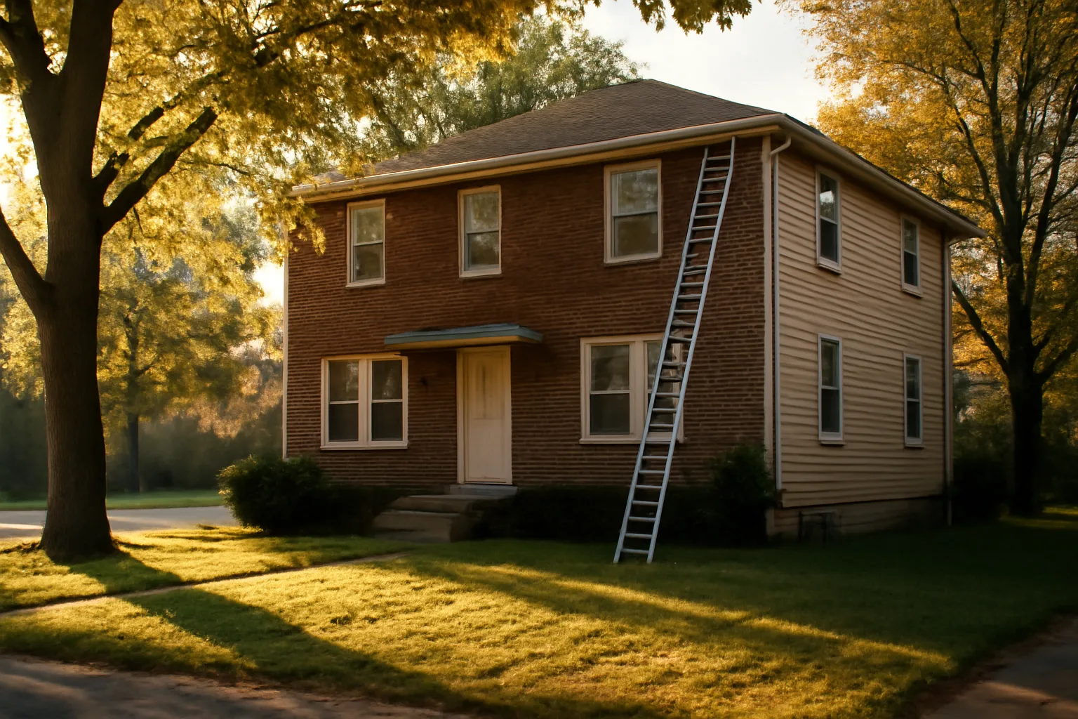 Brick duplex rental property on a residential street, relevant to Fort Collins rental registration rules