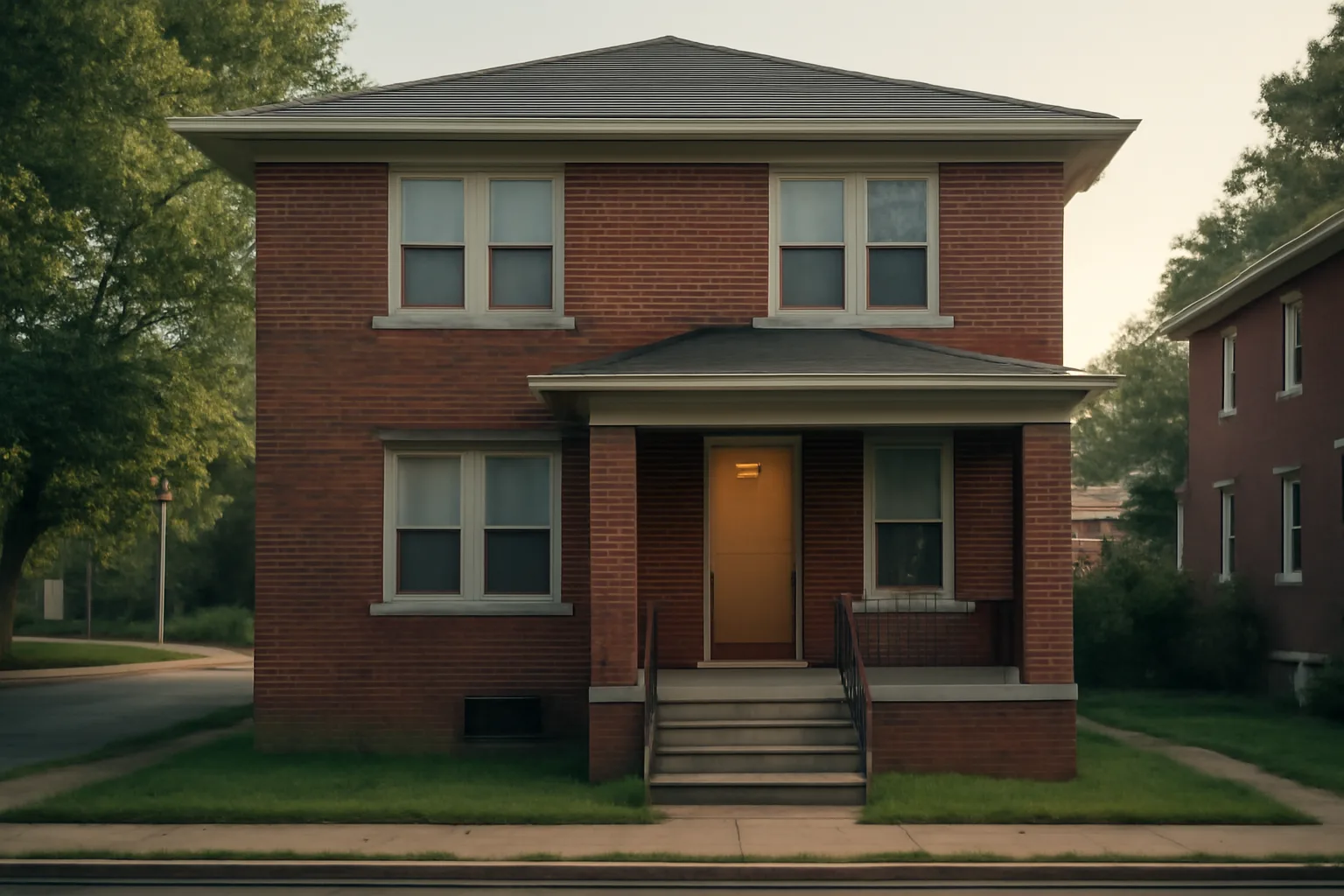 Brick two-family rental house on a residential street representing Hammond Indiana rental registration