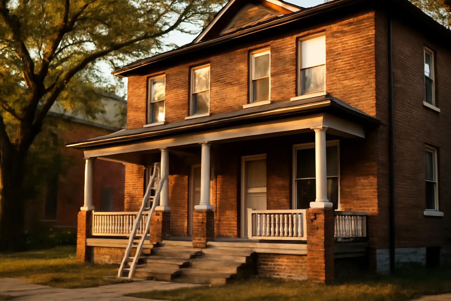 Brick rental duplex exterior representing KCMO rental property registration compliance