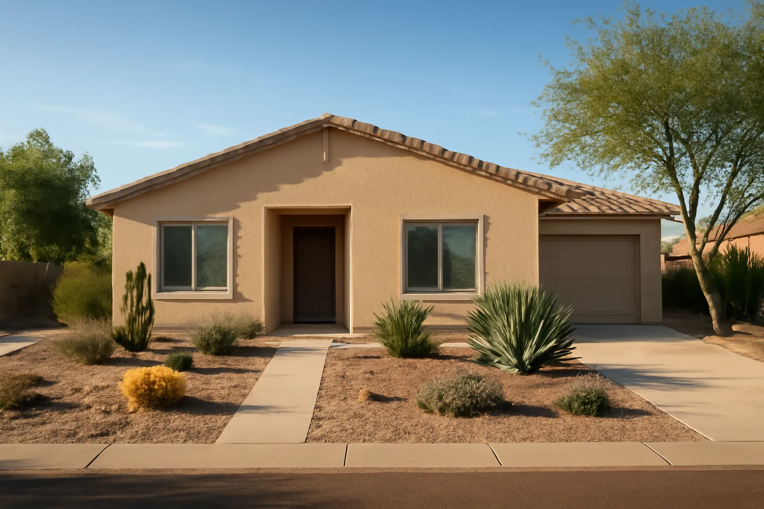 Suburban Phoenix-area stucco rental house representing Maricopa County rental property registration