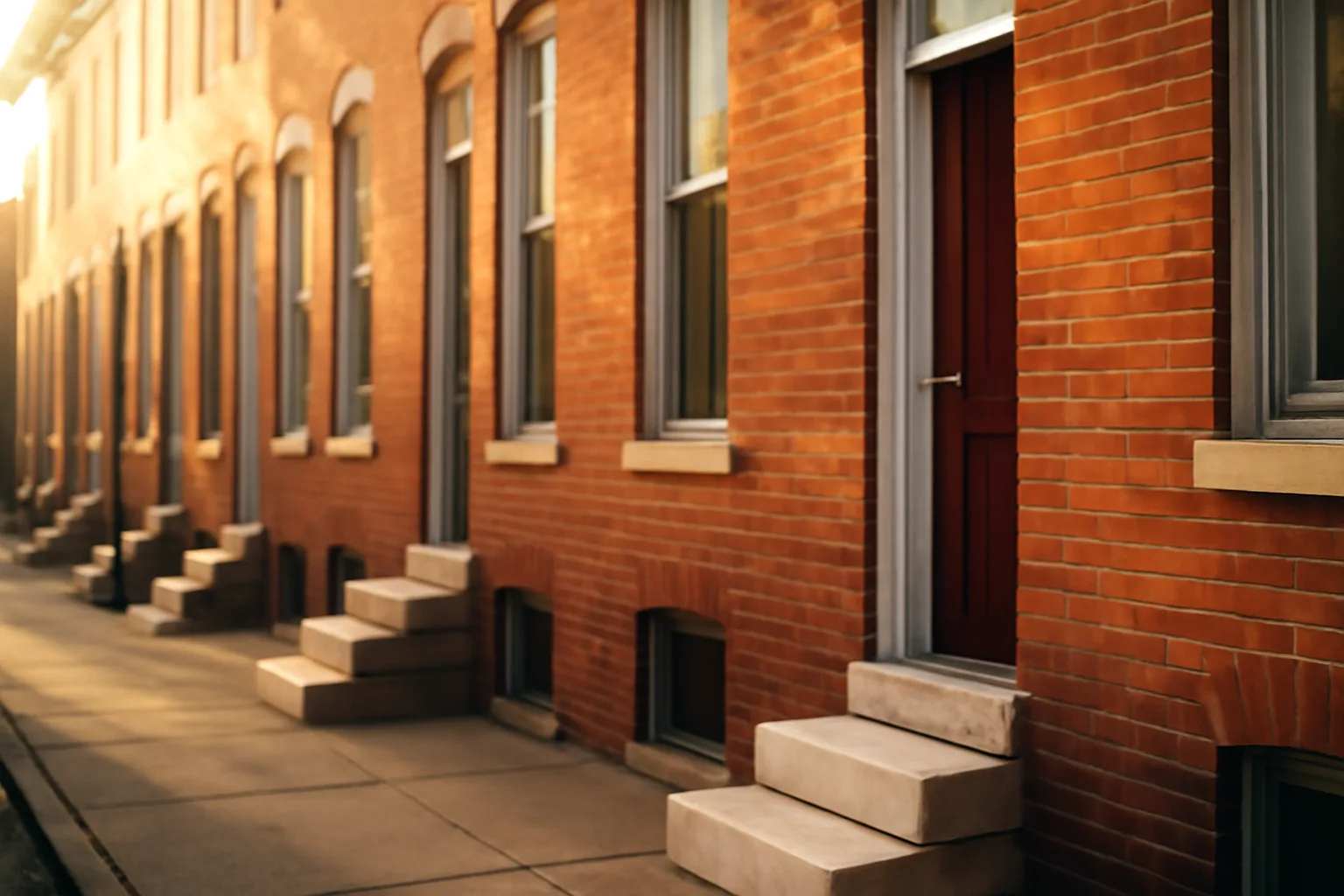 Baltimore rowhouses in afternoon light representing Maryland rental registration requirements