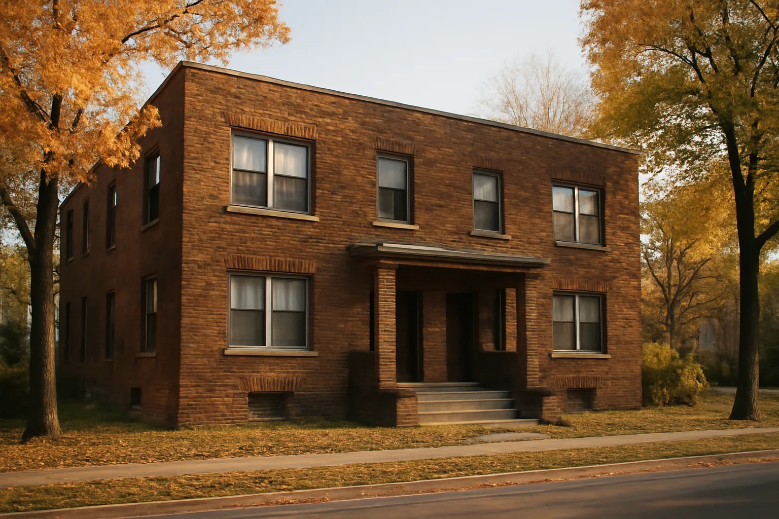 Brick Minneapolis fourplex rental building exterior used for rental license search topic