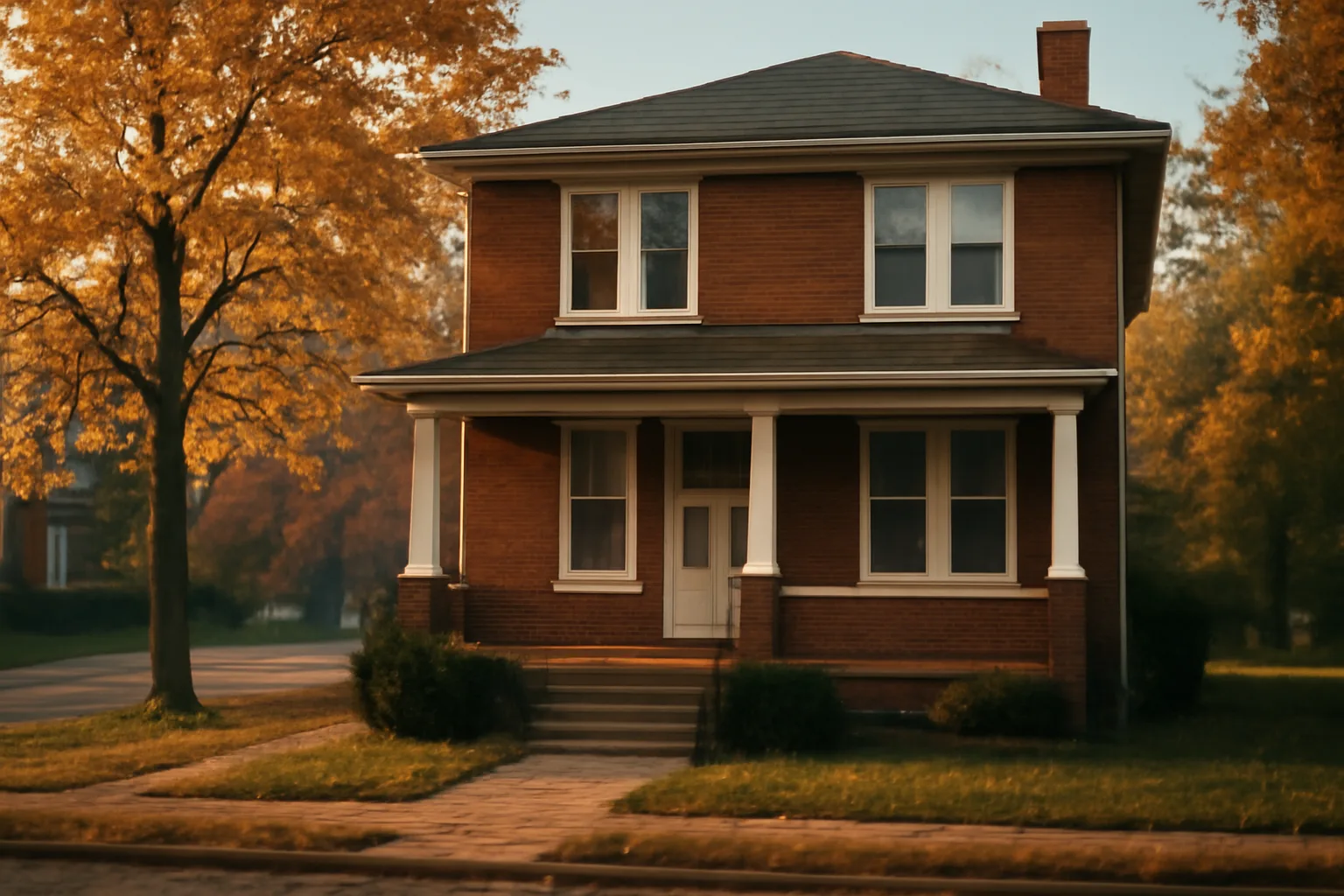 Brick duplex rental property on an Ohio street, illustrating rental registration requirements
