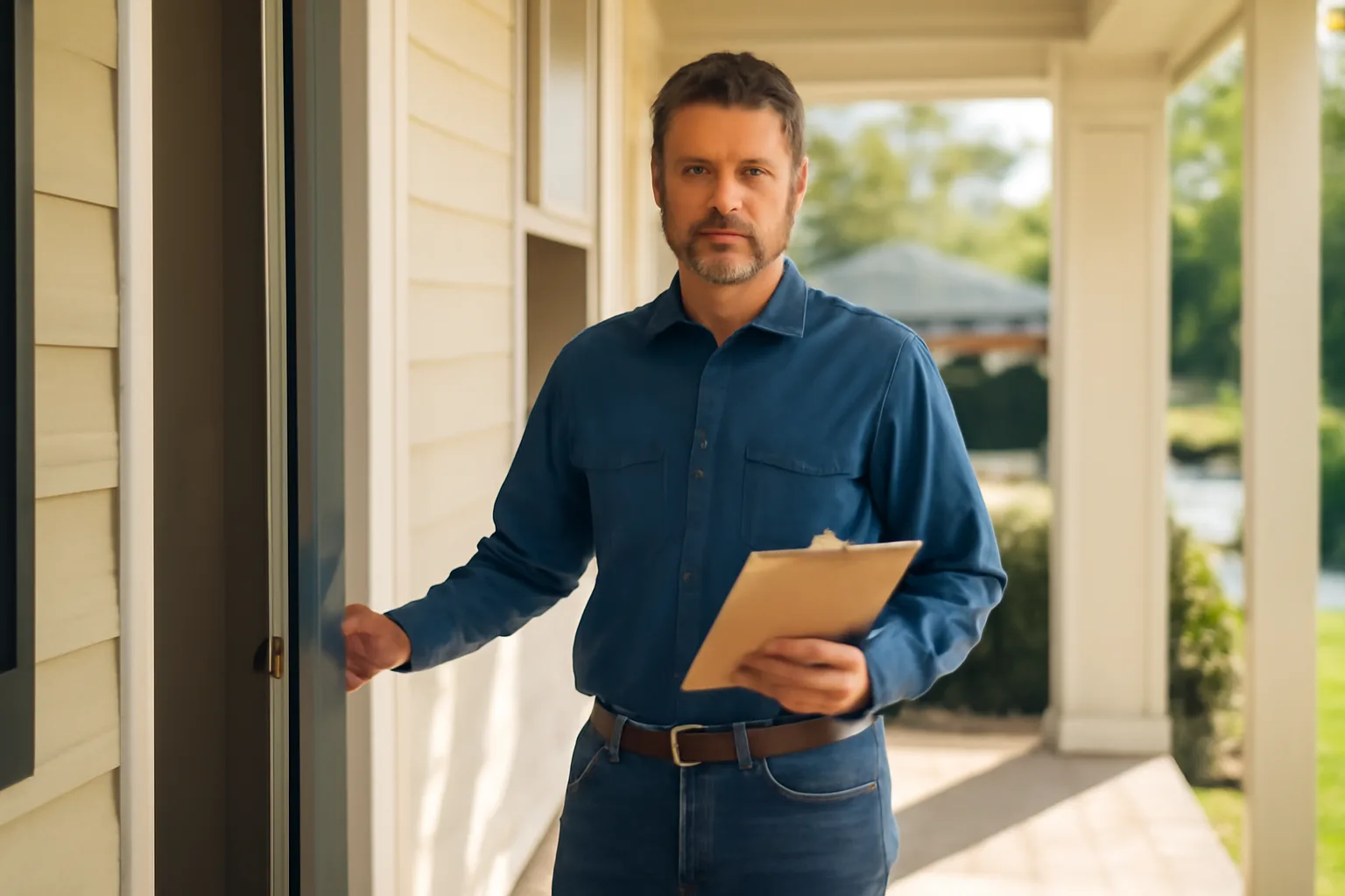Landlord at front door of rental house illustrating Texas entry notice rights