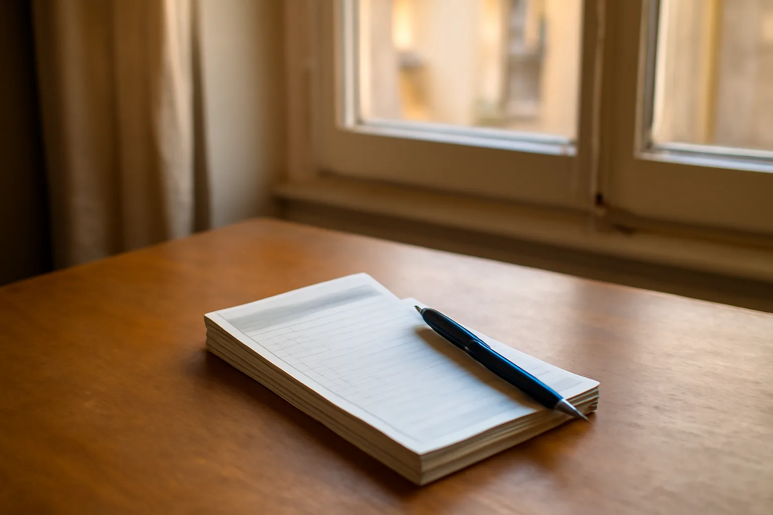 Blank receipt pad and pen on a table representing landlord rent receipt practices