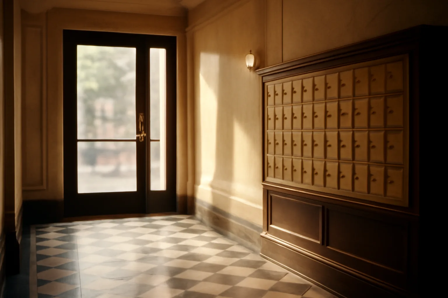 Pre-war NYC co-op apartment lobby representing renters insurance requirements for co-ops